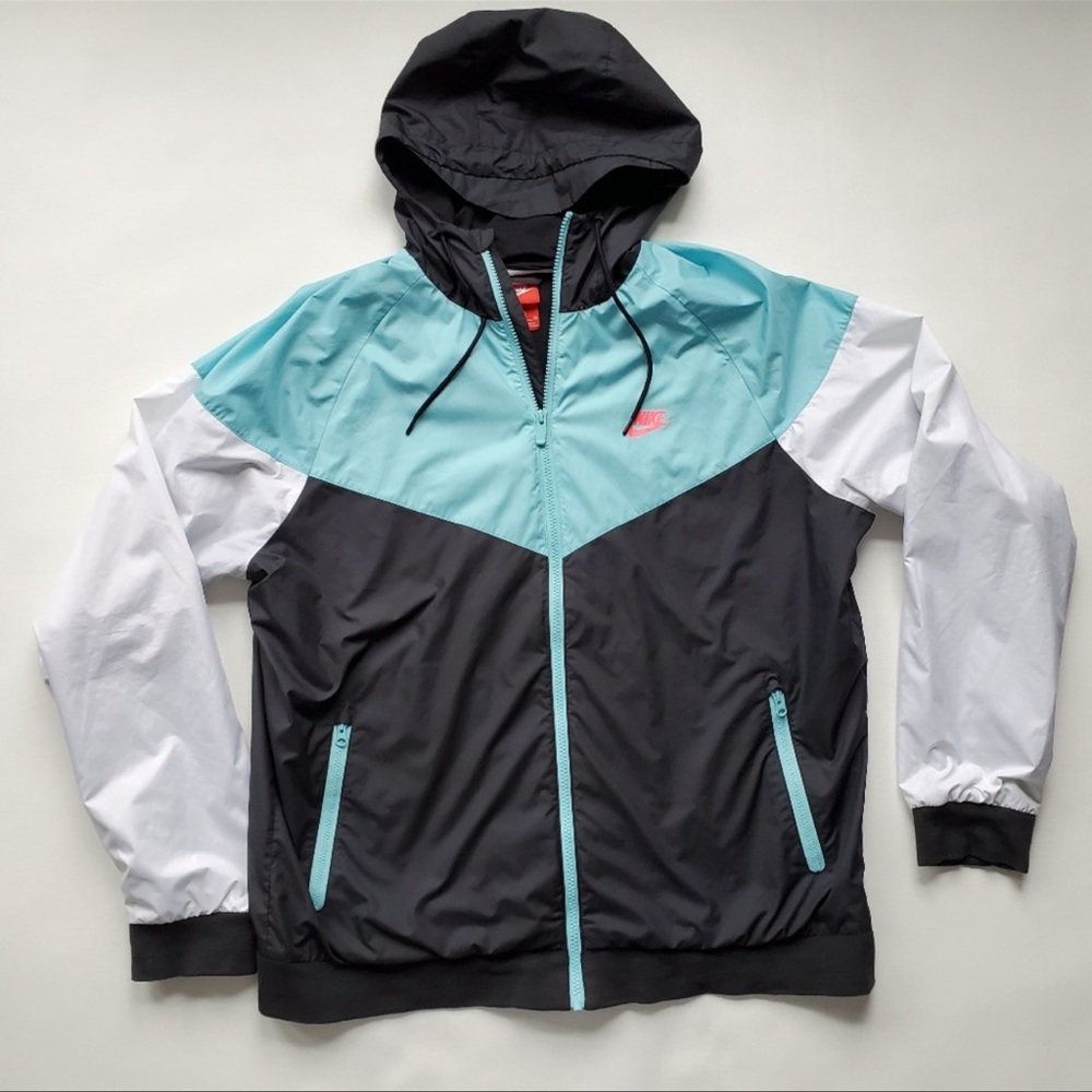 Nike Black and Teal Windbreaker Jacket